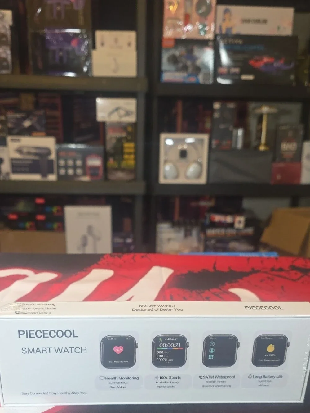 Black Smart Watch - PIECECOOL Fitness Wearable Factory Sealed